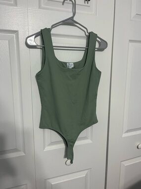 Francesca's Sage Green Scoop Neck Bodysuit